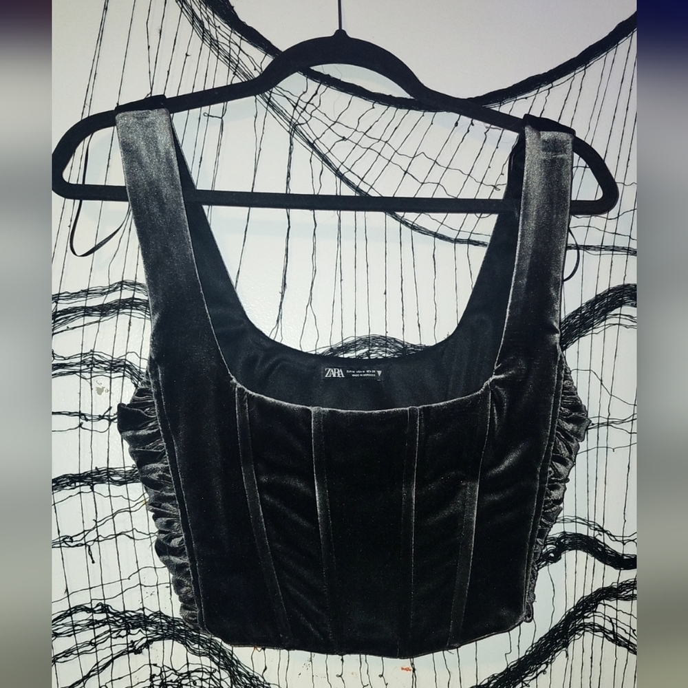 ✨️Zara Black Velvet Women's Corset Top✨️